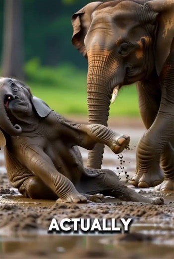Cutest Baby Elephant Mud Bath Ever! 😍 Pure Joy + Surprising Reason Why They Do It #shorts