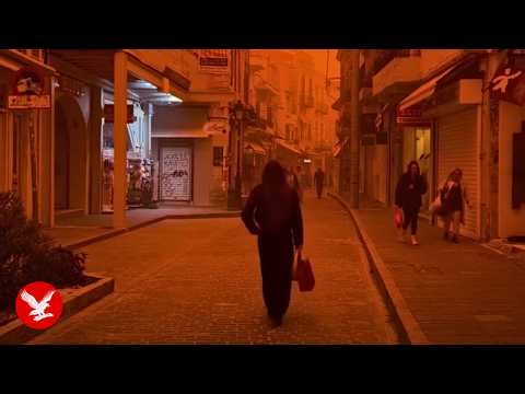 Greek island of Crete blanketed in orange haze as African dust sweeps in
