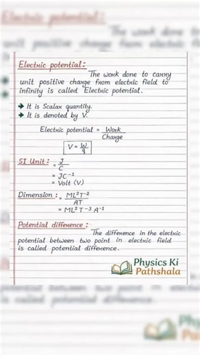 Dr Deepa on Instagram: "Class 12 Physics ⚡ Chapter 2: Electric Potential (Part-1) Simple explanation + crisp notes for CBSE | NEET | ICSE | State Board students 📘 Save 🔖 | Share ↗️ | Follow @physicskipathshala_youtube #Class12Physics #ElectricPotential #Electrostatics #CBSEPhysics #NEETPhysics ICSEPhysics StateBoard PhysicsNotes PhysicsReels PhysicsTeacher LearnPhysics ConceptClarity PhysicsKiPathshala"