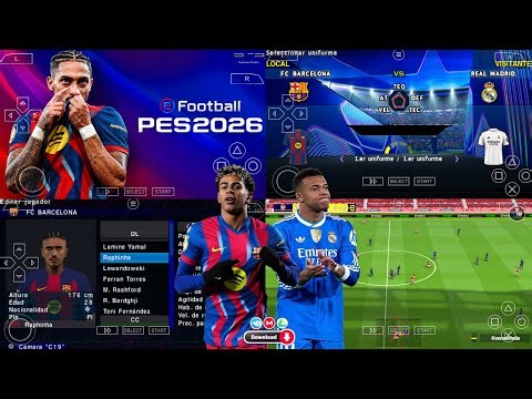 eFootball PES 2026 PPSSPP Android Offline Full Update UCL & League Kits 25/26 Season 4k Graphics