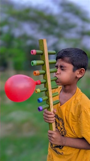 Big cute balloon & Green Bamboo toy #diy #art