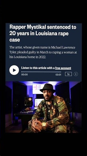Rapper Mystikal Gets 20 yrs For Rape.