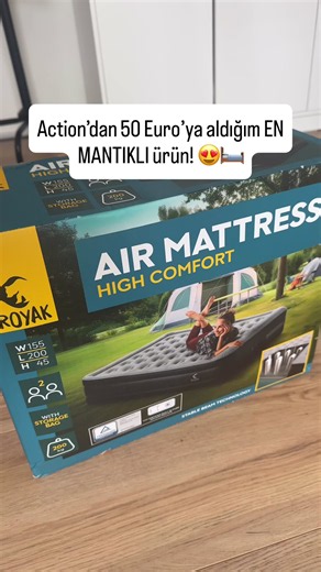 Action’dan 50 Euro’ya aldığım bu şişme yatağı aylardır kullanıyoruz. 🛏️ ✔️ 200 kg taşıma kapasitesi ✔️ Elektrikli pompası içinde ✔️ Dakikalar içinde şişiyor ve yine kendi havasını boşaltıyor ✔️ Kamp, tatil ve misafir için çok pratik Biz uzun süredir bunu kullanıyoruz ve gerçekten memnun kaldık. Bu yüzden gönül rahatlığıyla tavsiye edebilirim. #action #actionfinds #actionhaul #hollanda #hollandayasam Reklam değil