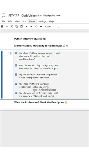 Python Interview Questions: Memory Model, Mutability & Hidden Bugs 🐍🧠 #Python #InterviewQuestions