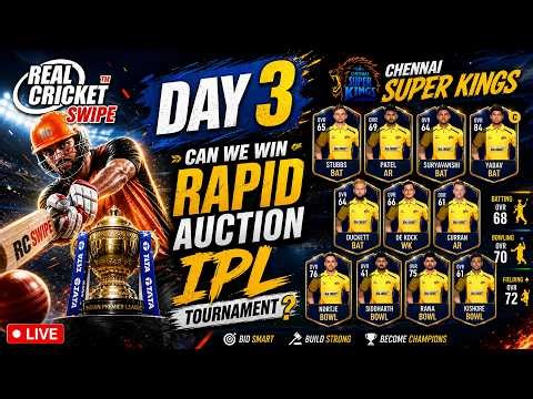 Chennai Super Kings vs DC & KKR LIVE 🔥Rapid Auction Day 3 T10 in Real Cricket Swipe