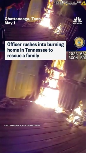 Officer rushes into burning home in Tennessee to rescue a family