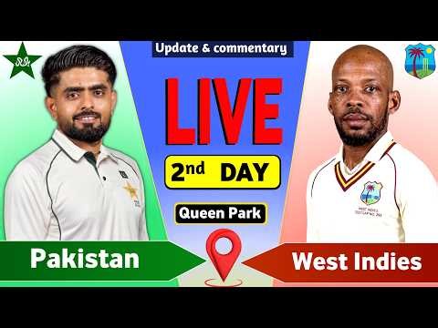 Pakistan vs West Indies Live Match Today | PAK vs WI 2nd Test Day 2 Live Cricket Score & Commentary