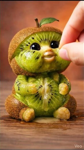 cute little kiwi baby eating fruit asmr