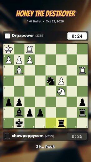 Checkmate in 58 as Black vs Drgapower (2385) in 1+0 bullet ⚡ #Shorts