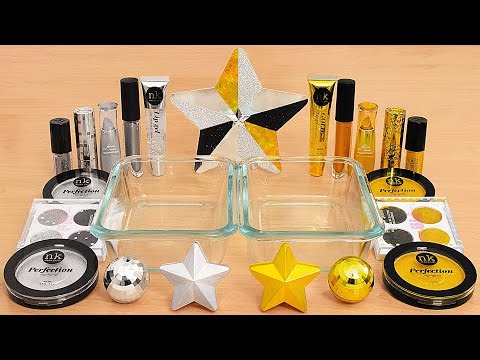 Silver vs Gold - Mixing Makeup Eyeshadow Into Slime ASMR