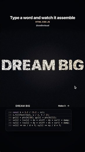 Particle Text Animation in HTML CSS JS, Type a Word and 9,000 Dots Spell It