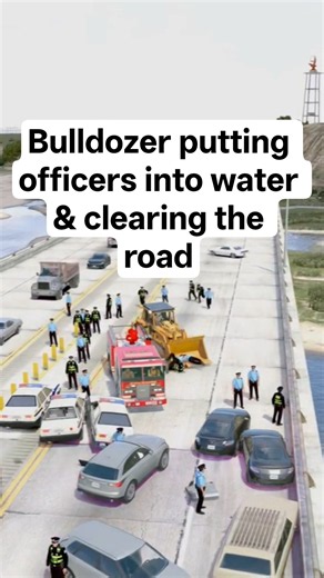 Bulldozer putting officers into water in GTA5 #gta #gta5 #gaming #games #beamngdrive
