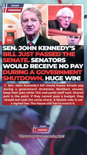 Senate Passes John Kennedy’s Pay Proposal—Senators Could See Pay Held Temporarily #BreakingNews #USN