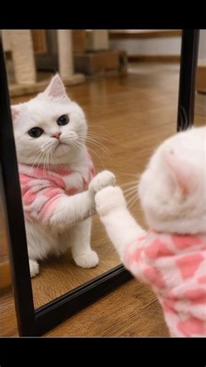 “Cat Fights Itself in Mirror 😭🐱” #shorts #funny #cat