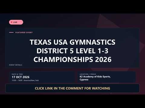 🔴【LIVE】Texas USA Gymnastics District 5 Level 1-3 Championships 2026 - Live Streaming