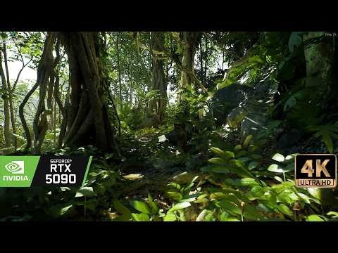 [4K] Next-Gen Nature Graphics – UE5 Jungle Forest Walk on RTX 5090