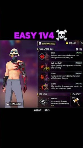 CS Rank Best Character Skill Combination 🥵 340 HP 🔥|| #foryou #freefire​ #shorts​