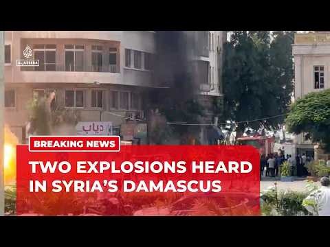 Two explosions reported in Syria's Damascus during French president's visit