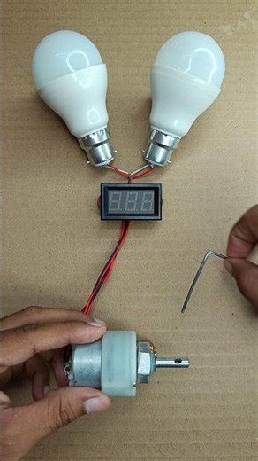 Two LED Bulb & Voltmeter Powered by Gear Motor • #shorts #dcmotor