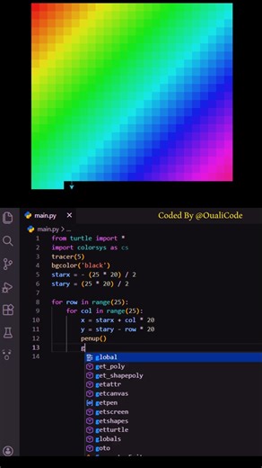 3D Graphics | PYTHON TURTLE #python #oualicode #coding #graphics #shorts #youtubeshorts