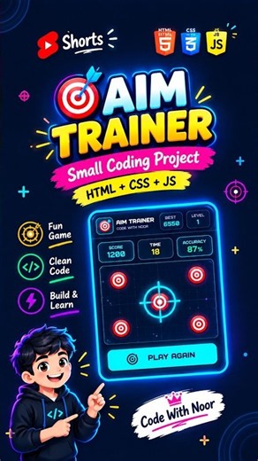 Build a 🎯 Aim Trainer Game using HTML, CSS & JavaScript! 🚀 #coding #shorts #trending #shorts #trend