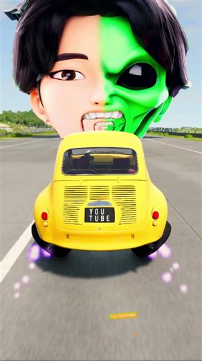 👽🚗 Big & Small Cars Passing Under Giant Alien Boy 👽🚗Giant Half Alien Boy vs Cars 😱 |