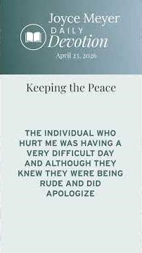 Keeping the Peace | Daily Devotion from Joyce Meyer