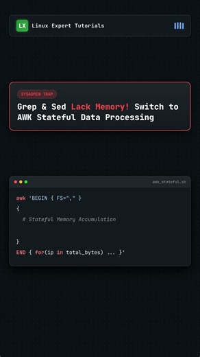 Stop Using Grep! Master AWK Stateful Processing ⚡ #Linux #DevOps #SysAdmin