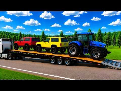 Flatbed Truck McQueen | Color Change Cars Transportation #12 - BeamNG.Drive