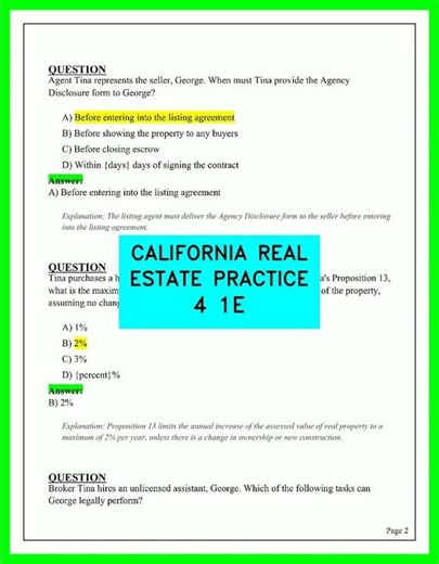 CALIFORNIA REAL ESTATE PRACTICE 4 1E VIDEO COURSE COMPLETE PRACTICE EXAM QUESTIONS UPDATED 2026NEW