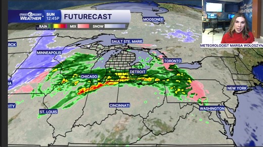 Meteorologist Marisa Woloszyn is tracking a winter storm that will bring us rain, thunder, and warm temps Sunday, then high winds, snow squalls, and cold temps Monday | WXYZ-TV Channel 7