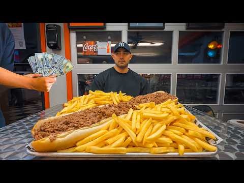 Win the CASH Jackpot if You Finish This Cheesesteak Challenge in 30 Minutes! (Harder Than It Looks)