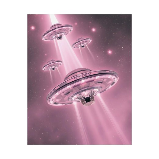 Pink UFO Spaceship Fleet - Sci-fi Alien Art Print - Etsy
