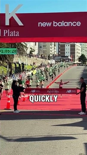 Guy Crossing The Finish Line Completely Alone