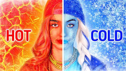 Hot & cold elements challenge || Epic moments with girl on fire vs icy girl by 123GO! School