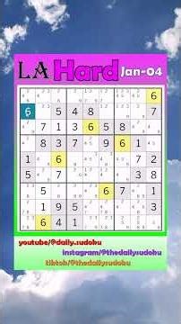 Los Angeles Times Daily #Sudoku 2026-01-04 Hard #puzzle #games #education #braingames