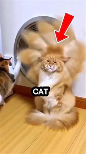 Cat Uses Fan on Another Cat… Instant Fluffy Explosion 😂🐱 #cat #cute #kitten #meow #asmr