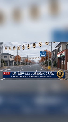 ​【大阪・秋祭り】だんじり横転事故が相次ぐ 泉佐野と泉大津で男性2人死亡 複数人重軽傷 警察が原因調査​10日、大阪府内の秋祭りでだんじりが横転する事故が相次ぎ、男性2人が死亡しました。​