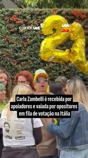 Carla Zambelli é recebida por apoiadores e vaiada por opositores em fila de votação na Itália