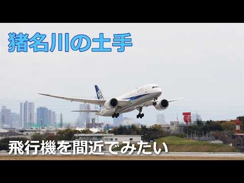 伊丹空港｜エアフロントオアシスと猪名川の土手から撮影した離着陸映像