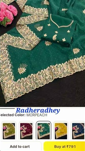 Flipkart finds🤩🌈💯*Radheradhey*💝💞♥️beautiful 🤩❤️ embroidered bollywood organza saree#viral#shorts