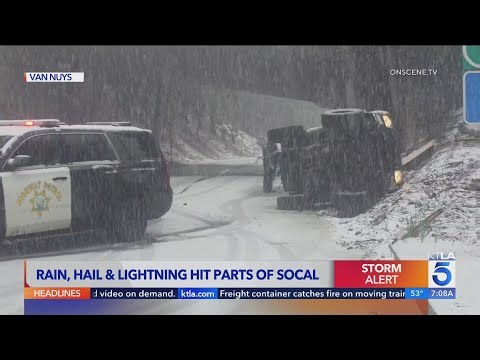 Hail, heavy snow impact Southern California mountain communities