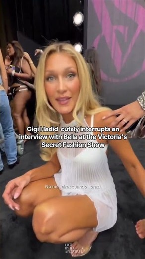 Gigi Hadid cutely interrupts interview with Bella Hadid #fashion #viralvideo #victoriasecretshow