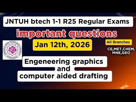 👉R25 JNTUH Engineering graphics and computer aided drafting 1-1 2026/ Important Questions 👍