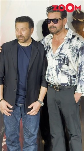 Sunny Deol tells brother Bobby Deol to pose with him at Batwara 1947 screening #shorts #bobbydeol