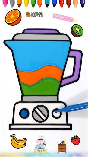 Blender, Jelly Painting for kids, Juice cup Dropper Coloring Page #kidsdrawing