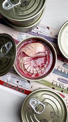Tinned Larvae #monster #alien #tinnedfish #art #3dprinting #sculpture #xenomorph