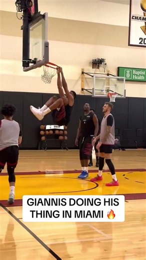 Get a behind-the-scenes look of Giannis at Heat practice! 🔥🤩