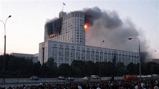 Watch how Russia's White House was set on fire by tanks