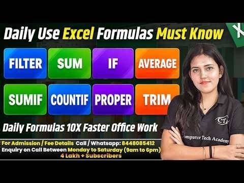 Daily Use of Excel Sum Formula Must Know | Uses of Filter Sum, If, Average, Sumif, Countif, Proper